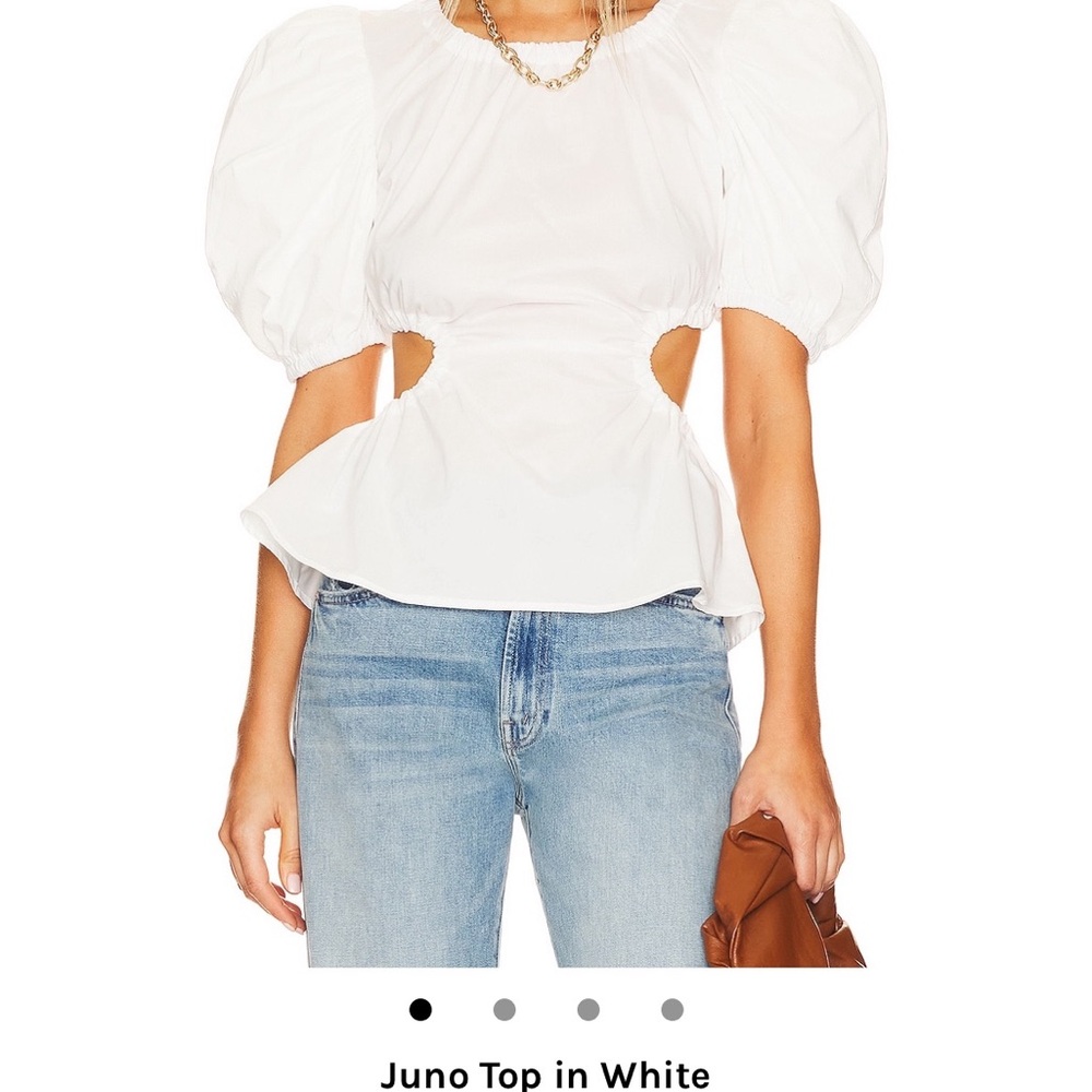 Astr White Puff Sleeve Cut-Out Blouse